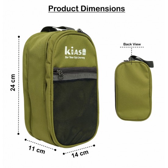 KIASH Polyester Toiletry Kit I Multi Pockets Cosmetic Makeup Pouch I Lightweight Shaving Bag Waterproof Travel Toiletry Kit for Women and Men (Green)