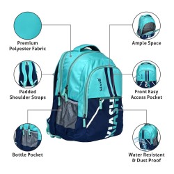 KIASH Stylish Water-Resistant Polyester Backpack for Men & Women with Padded Shoulder Straps | Full Mesh Back Backpack for School, College, Office, and Traveling