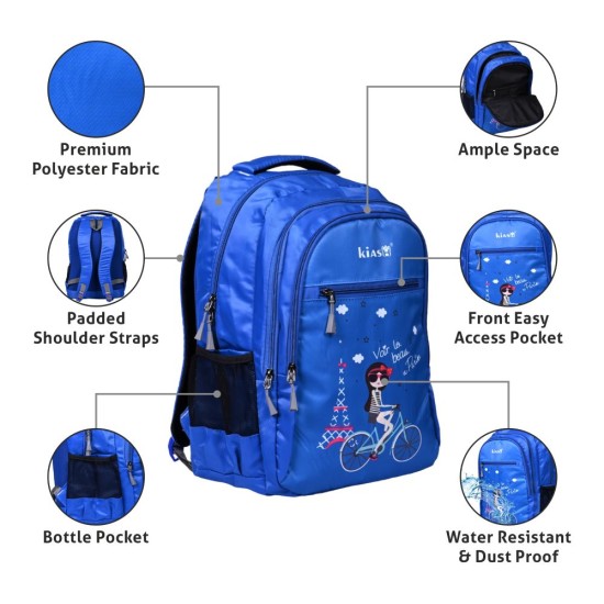 KIASH Travel Laptop Backpack for Men & Women| Water Resistant & Dust Proof Backpack for Business & College | Backpack with Mesh Padding On Back & Shoulder Strap|Blue|22 Ltr