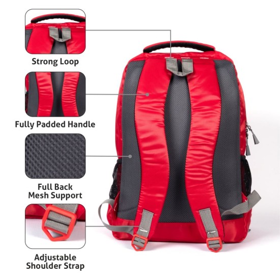 KIASH Travel Laptop Backpack for Men & Women| Water Resistant & Dust Proof Backpack for Business & College | Backpack with Mesh Padding On Back & Shoulder Strap|RED|22 Ltr