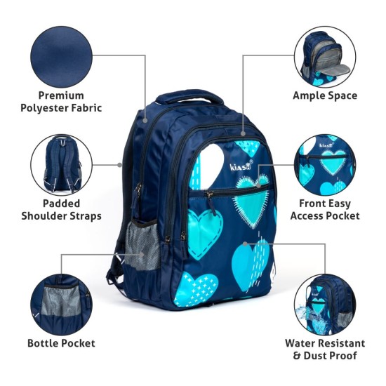 KIASH 31Liters Water-Resistant Polyester Backpack for School Boys & Girls with Padded Shoulder Straps | Stylish Printed Daypack Picnic Backpack for Kids