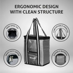 KIASH Water Resistant Lunch Bag with Lightweight Polyester Material and Sturdy Handle for Men and Women | Tiffin Bag for Office, School-Collage and Travelling use - GREY