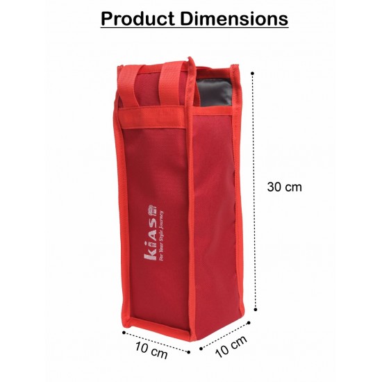 KIASH Water Bottle Bag| Carrier| Polyester Water Bottle Bag| Holder Bag Shopping |Hand Bag with Handle for Men & Women| Strap Fit Stainless Steel, Plastic Bottle (Red)